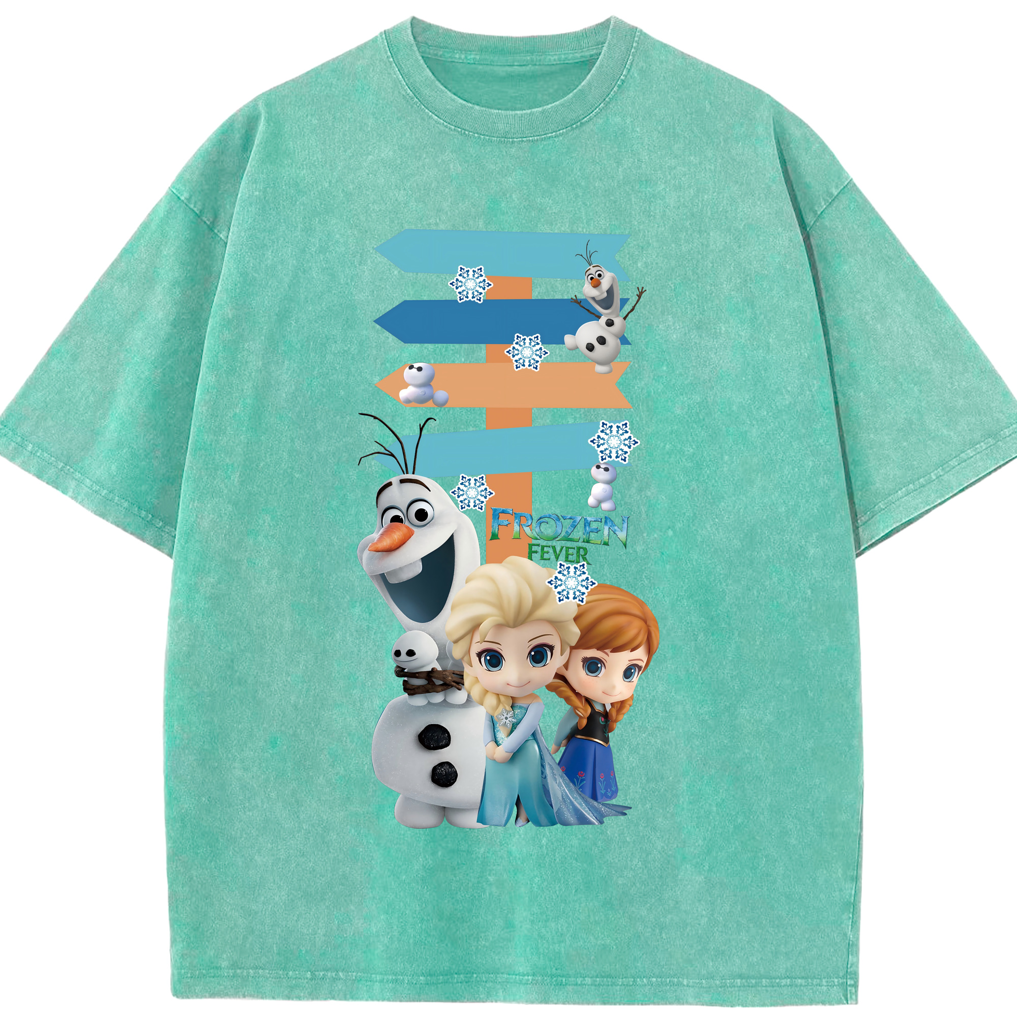 （画像用） アナと雪の女王 アンナ エルサ Frozen Anna Elsa 綿100% ヴィンテージ風 半袖Tシャツ（フロントプリント）